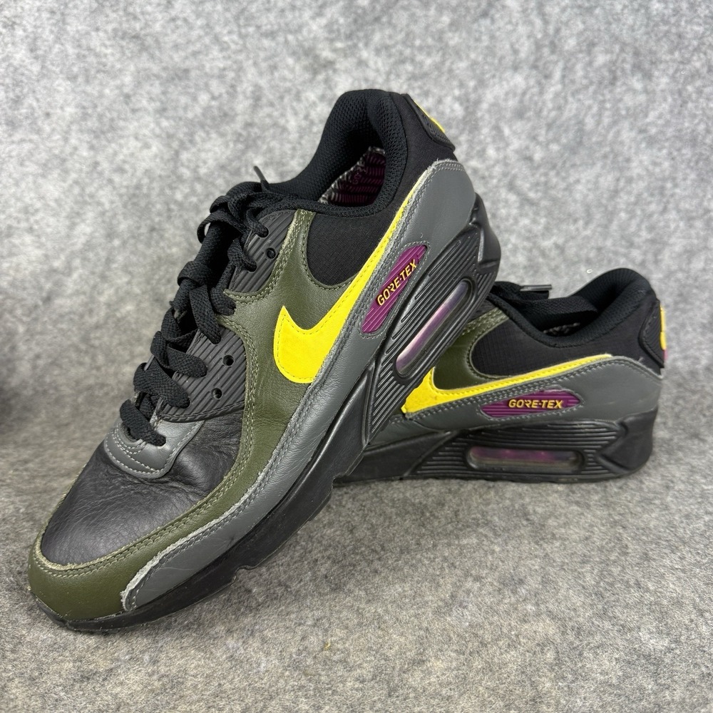 Nike Sz 7.5 Air Max 90 GTX Gore-Tex‎ Black Tour Yellow Cargo Khaki DJ9779-001